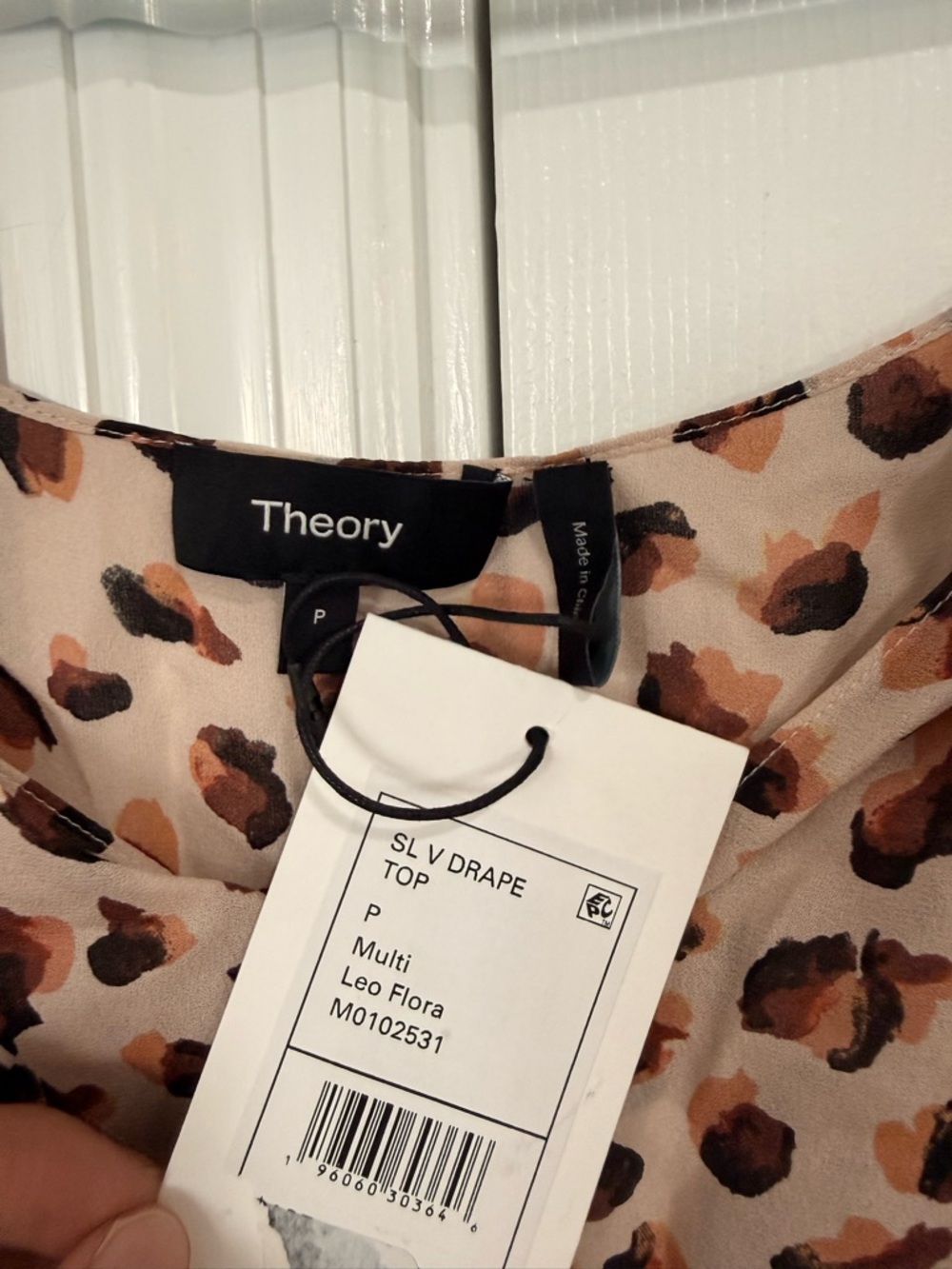 Theory Silk Multi Leopard-Print V-Neck Cami - Beige, Brown & Black - Picture 3 of 5